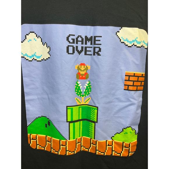 Super Mario bros Shirt Game Over Nintendo Video Game Graphic Balck tee 2XL - Picture 2 of 8